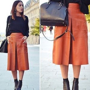 NWT Zara caramel leather skirt